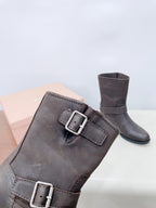 Miu Boots Dark Moccha Calfskin