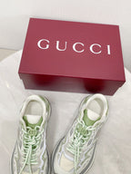 GG 2.0 Low Top Sneakers Grey Green Mesh Leather 675577