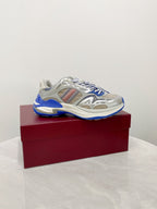GG 2.0 Low Top Sneakers Grey Blue Mesh Leather 675580