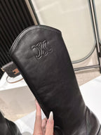 CELINE 25 Mid Calf Cowboy Boots Black Calfskin