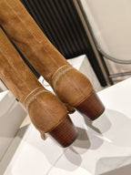 CELINE 25 Mid Calf Cowboy Boots Brown Suede 434425