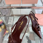 miu slingback pumps 50 brown patent calfskin with bukle