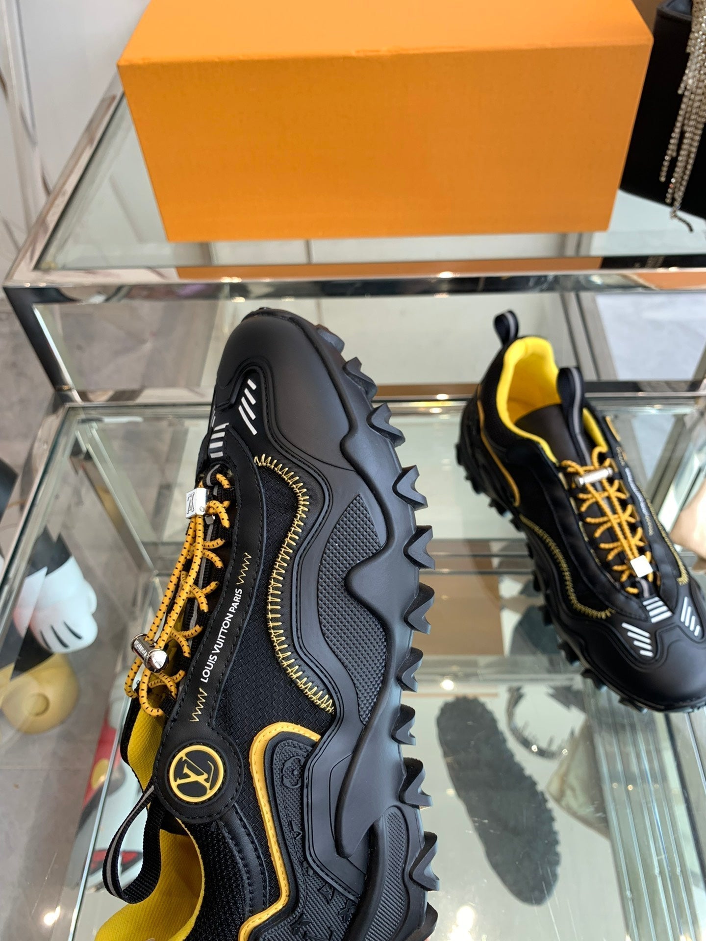 LV Rush Sneaker 40mm Black Yellow Cowhide