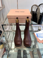 Miu Boots Brown Earth Vegetable Blended Cowhide