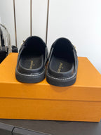 LV Cosy Comfort Mule Sandals Black Gold Denim Monogrammed 533457