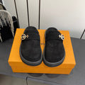 LV Cosy Comfort Mule Sandals Black Gold Suede 533465