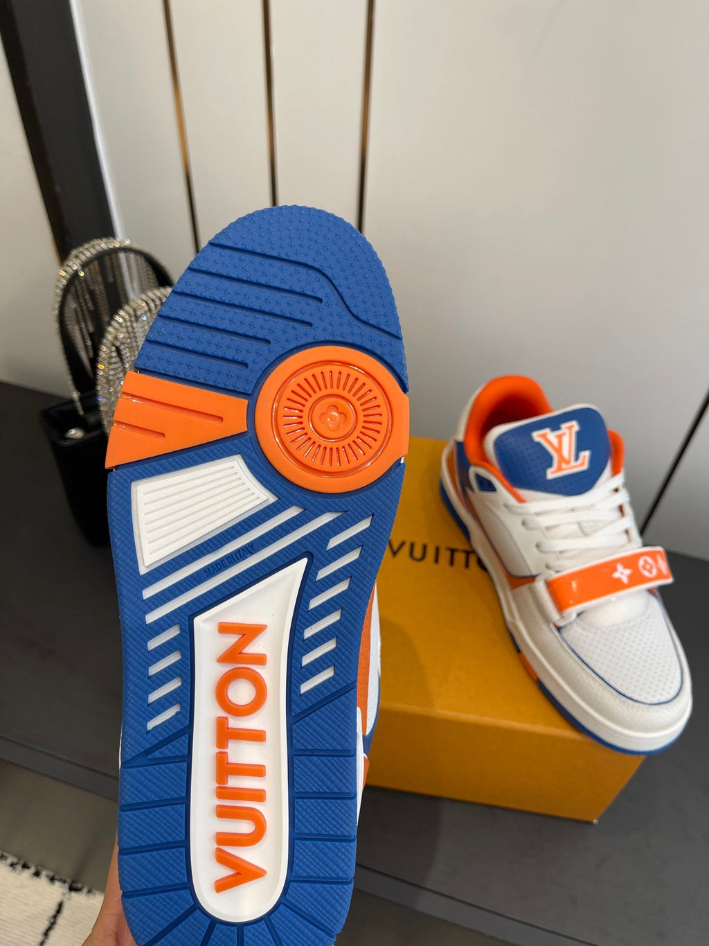 LV Tarine sneakers White and Orange Perforated Calf Leather 533501