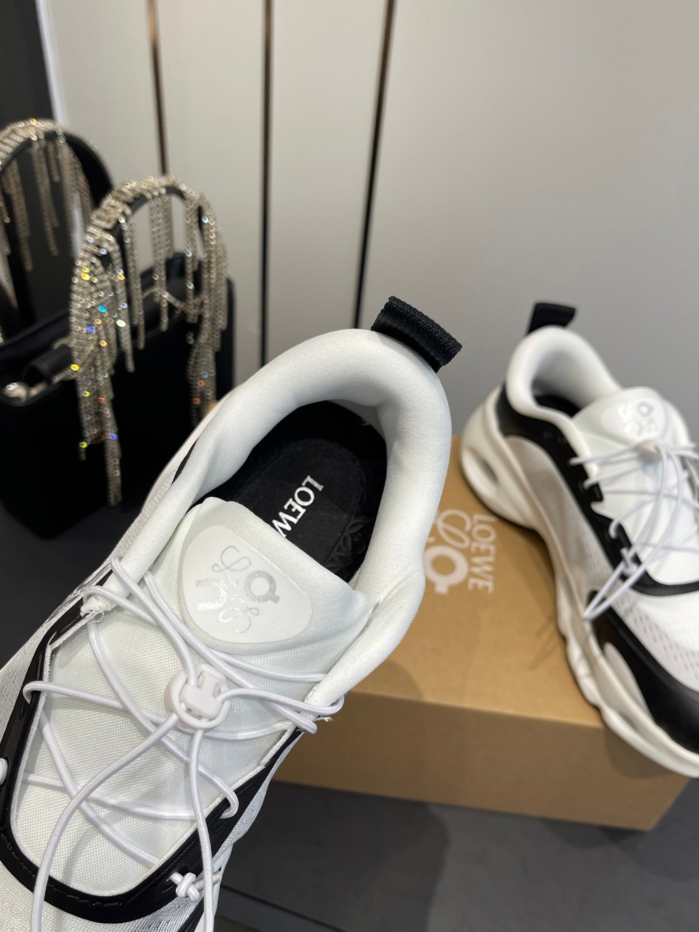 Loewe x On Cloudsolo Sneakers Black White Polyester and Mesh 533492