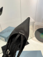 PRA STRAP CUT-OUT PUMPS BLACK SATIN