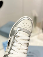 PRA DOWNTOWN PERFORATED SNEAKERS WHITE AND SILVER CALFSKIN