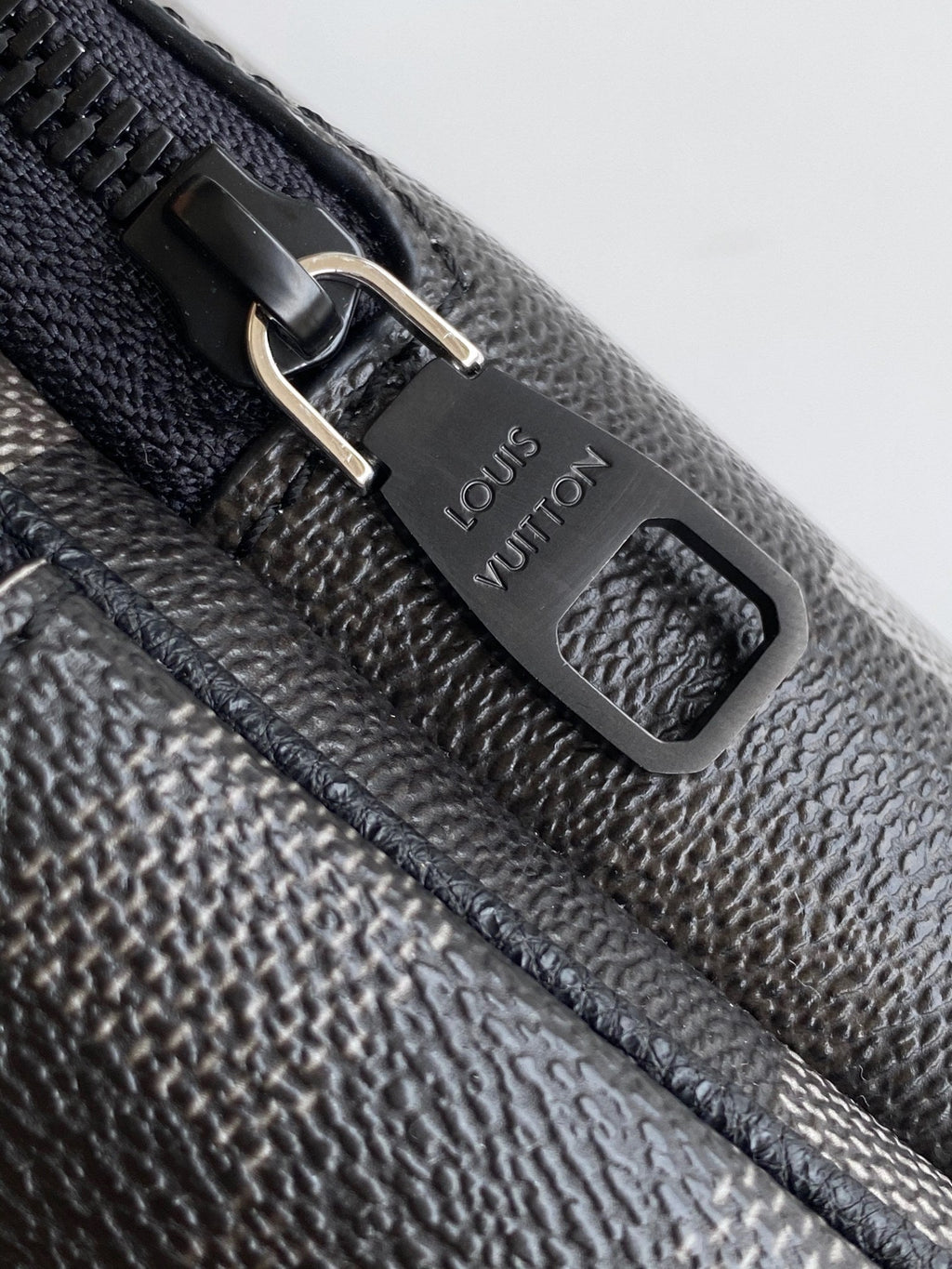 Lv Avenue Slingbag Black Damoflage Black Canvas- Black Metal