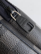 Lv Avenue Slingbag Black Damoflage Black Canvas- Black Metal
