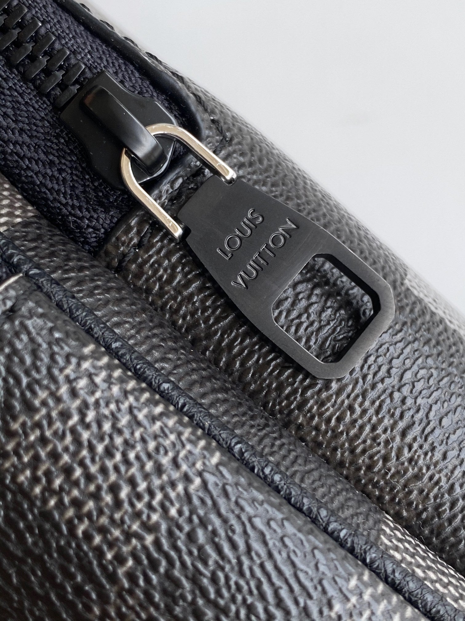 Lv Avenue Slingbag Black Damoflage Black Canvas- Black Metal