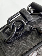 Lv Mini Soft Trunk 18.5 Black Damoflage Black Canvas- Black Metal