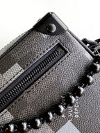 Lv Mini Soft Trunk 18.5 Black Damoflage Black Canvas- Black Metal