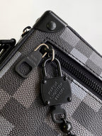 Lv Mini Soft Trunk 18.5 Black Damoflage Black Canvas- Black Metal