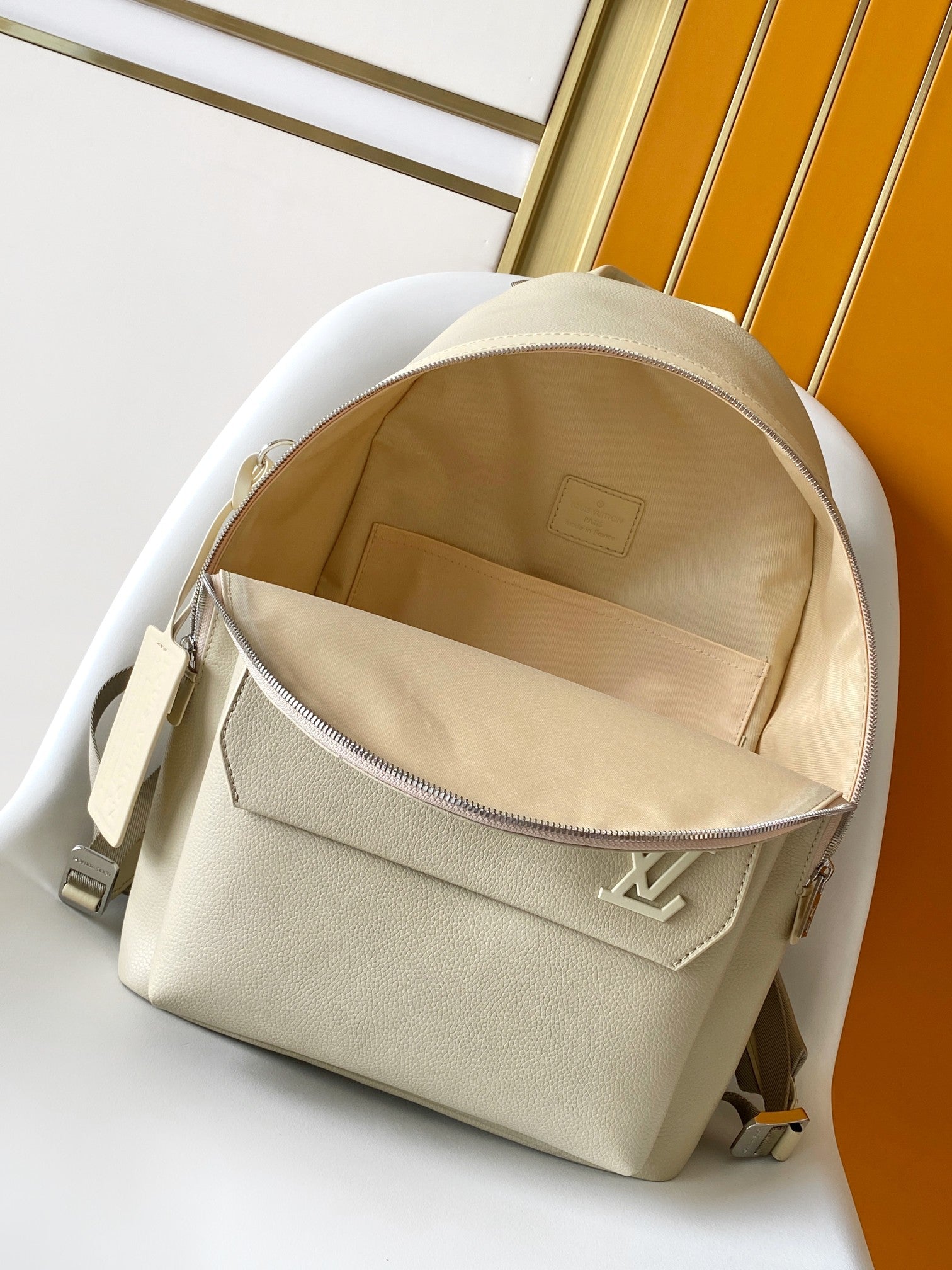 LV M22503 Takeoff Backpack Light Khaki Aerogram Cowhide