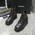 CC 24 Interlocking Logo Combat Boots 100mm Black Lambskin 432652
