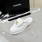 CC Mule White Quilted Calfskin