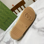 GG Horsebit Mules Beige Wool Leather
