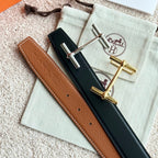 HM H d'Ancre Buckle Belt 32mm Brown Leather 187771