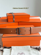 HM 35mm Romain Belt Brown Leather 188395