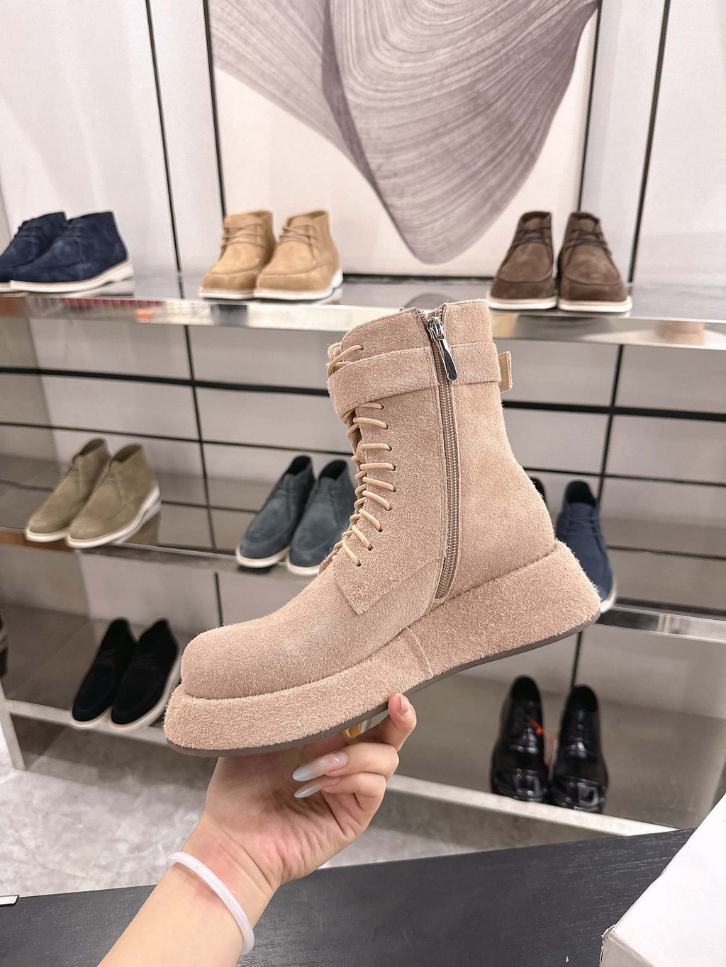 The Row SS2025 Boots With Strap Brown Suede 543369