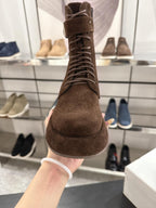 The Row SS2025 Boots With Strap Dark Brown Suede 543370