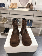 The Row SS2025 Boots With Strap Dark Brown Suede 543370