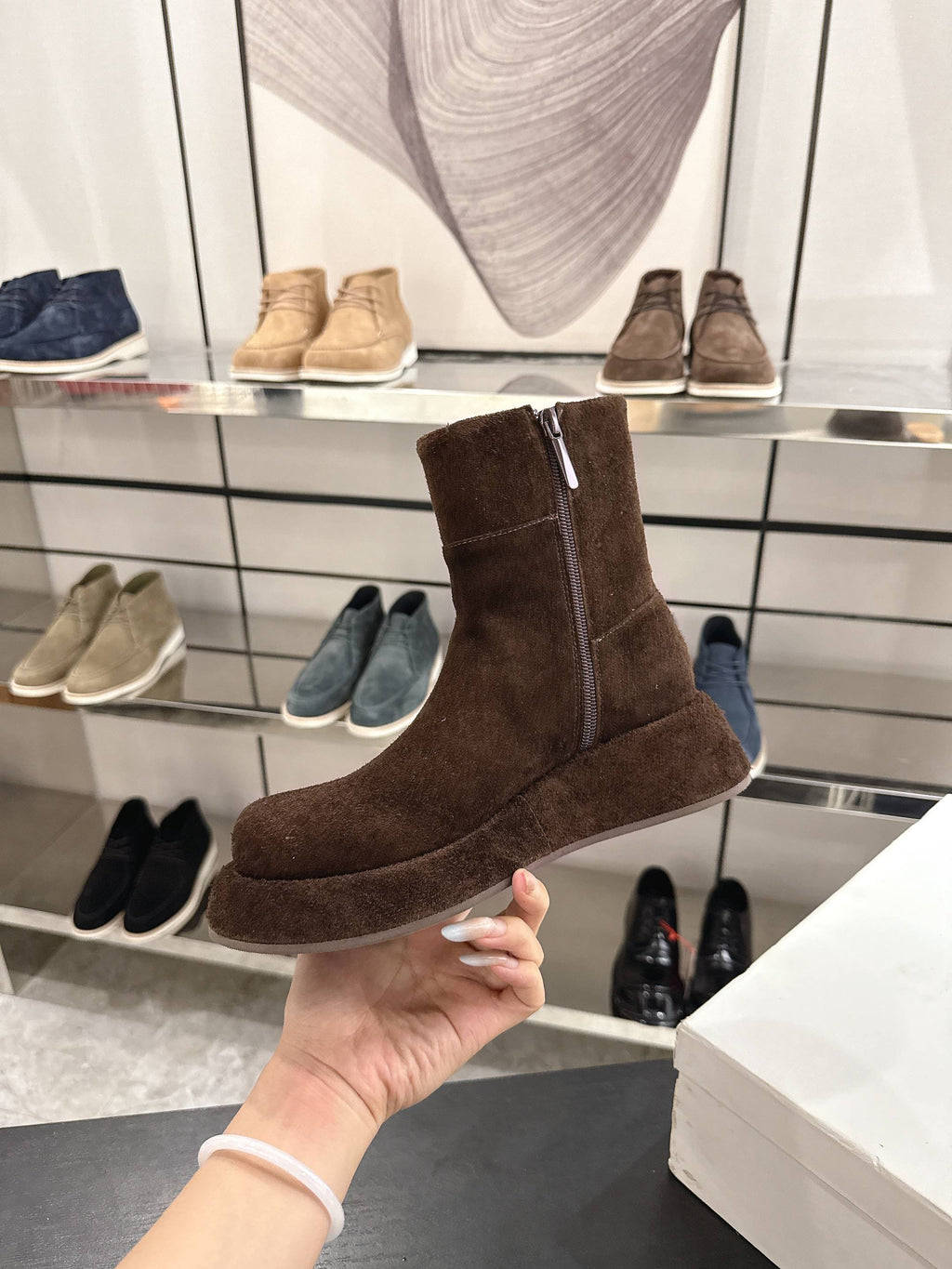 The Row SS2025. Boots  Dark Brown Suede 543373