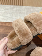 LV Sunset Flat Comfort Mule Milky Brown Wool
