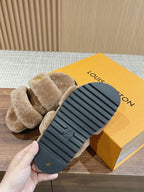 LV Sunset Flat Comfort Mule Milky Brown Wool