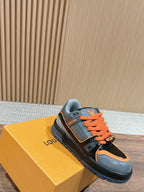 LV Trainer Maxi Sneaker Gray Mix Orange Calfskin