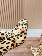 ALAIA high-heeled short boots leopard print velvet 386014