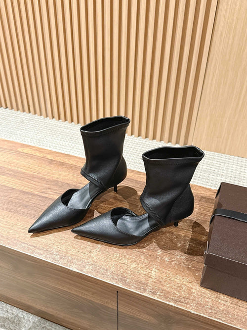 ALAIA ankle boots black leather 386022