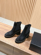 CC 25 Chelsea Ankle Boots With Chain 85mm Black Suede 428222