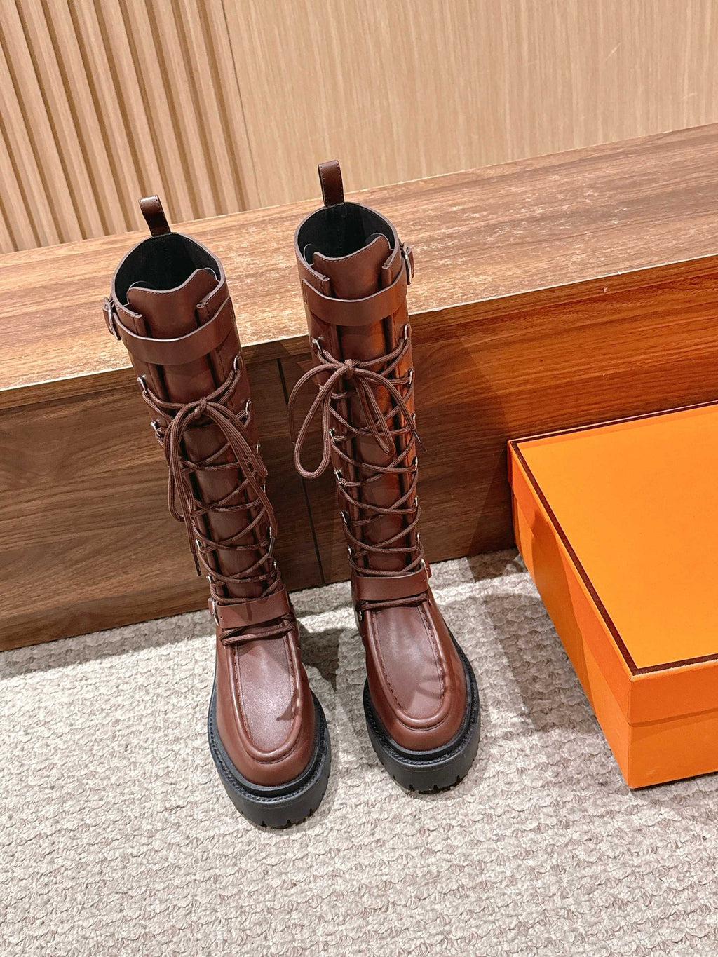 HM 25 High Boots Chocolate Brown mix Black Calfskin 512529