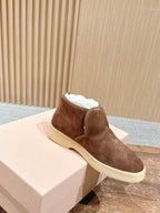 Miumiu 25 Slip-on Boot Brown Mix White Suede Wool 553705