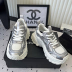 CC Platform Sneakers Sliver White Mesh Rubber 611804