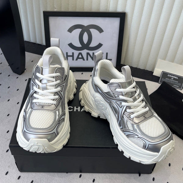 CC Platform Sneakers Sliver White Mesh Rubber 611804