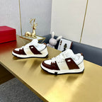 One Stud Sneaker Garavani Burgundy Calfskin White Fabric