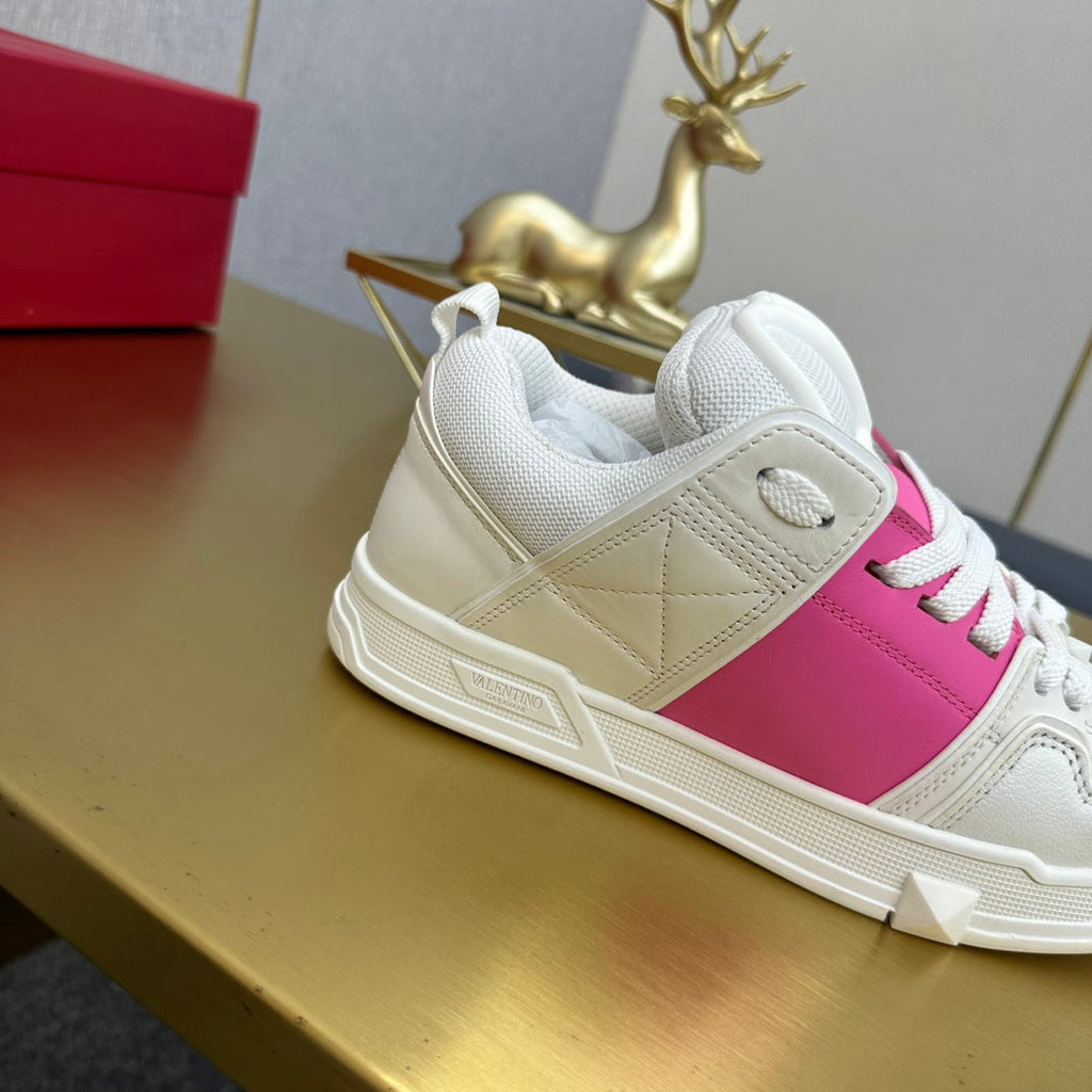 One Stud Sneaker Garavani Calfskin Fabric Pink White