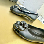 CC Loafers Black Leather Mix Floral Pattern 297799