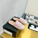 espadrilles mule pink wool white sequin