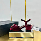 CC 25 Sandal Heels Burgundy Red Velvet 238484