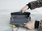 CLASSIC FLAP BAG MINI RECTANGE 20 ROCK GRAY LAMBSKIN GOLD HARDWARE