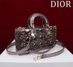 medium lady d-joy 26 dark purple metalic lambskin