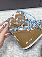 Moon Boot Icon Edition Caramel Brown Geometric Print Leather Cavas 515587