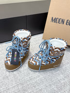 Moon Boot Icon Edition Caramel Brown Geometric Print Leather Cavas 515587