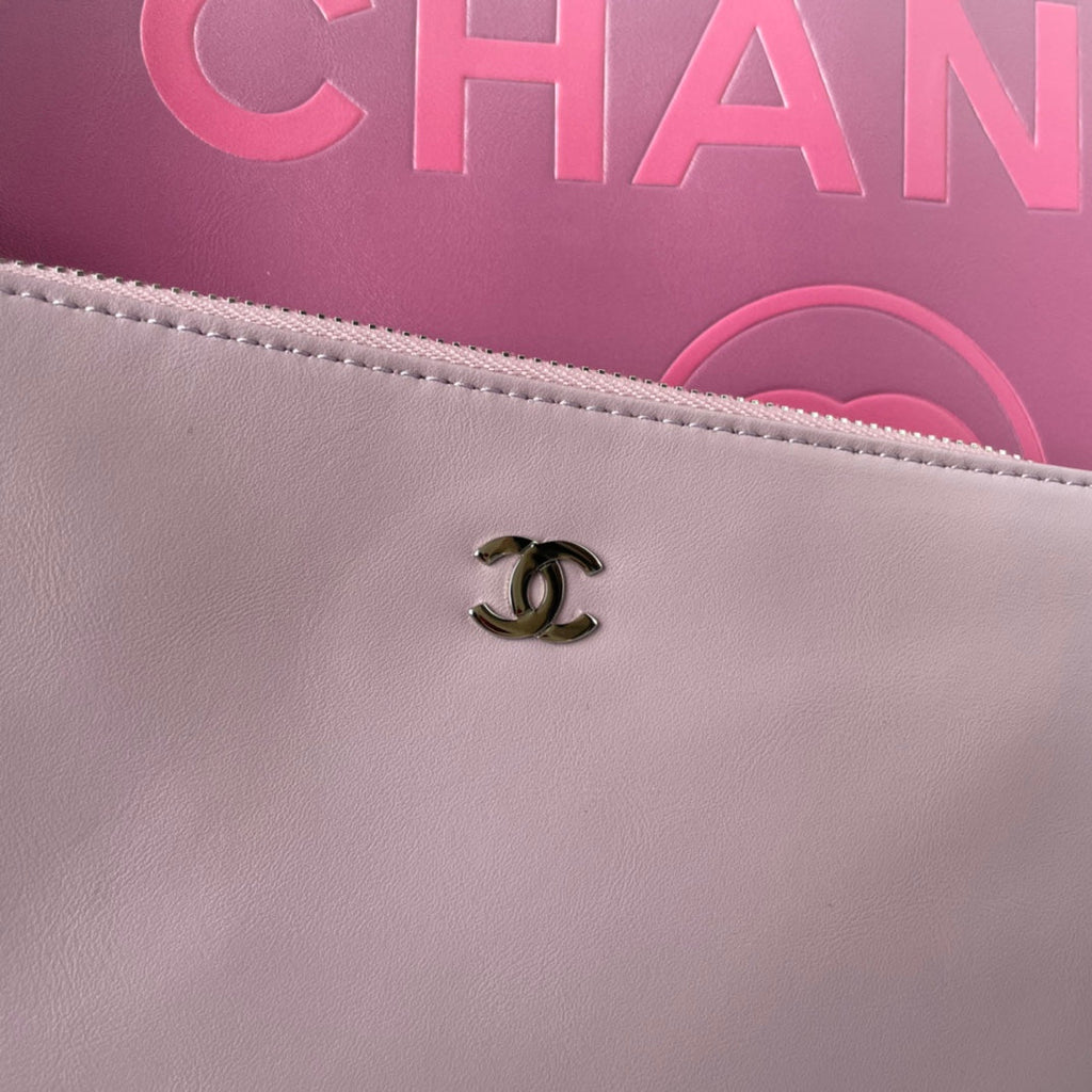 cc shopping bag 34cm pink purple calfskin silver hardware